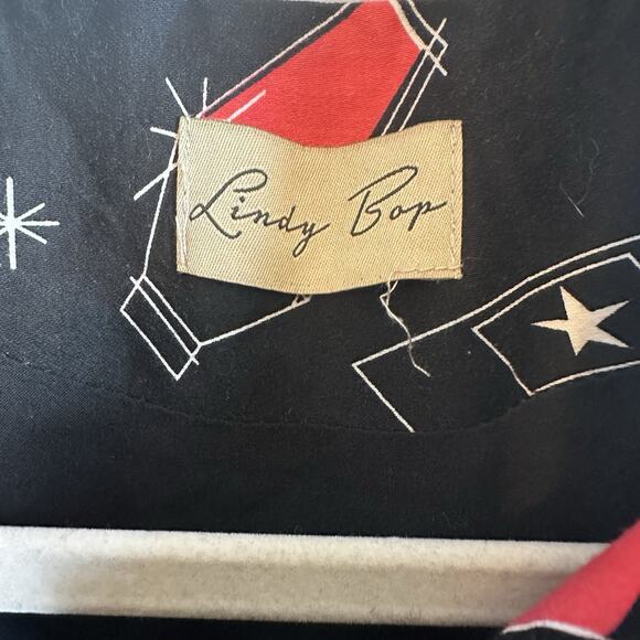 Lindy Bop Dress 4 Black Cat Dog Cocktail Bar Print Flared Twee Retro 50’s - Picture 5 of 10